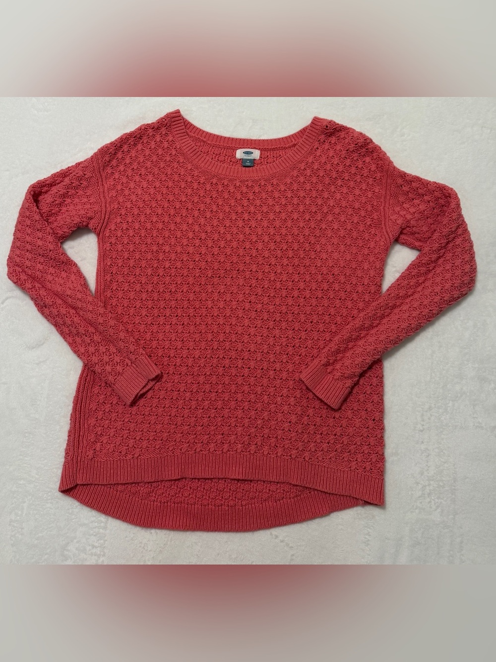 Old Navy Coral Crewneck Textured Knit Sweater